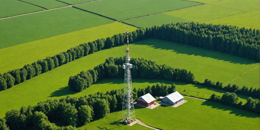 Telecom tower in rural area